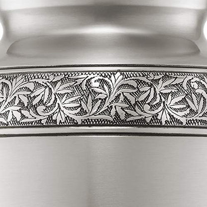 Reminded Cremation Memorial Urn for Human Ashes, Silver Adult Funeral Urn with Velvet Bag - color: Silver