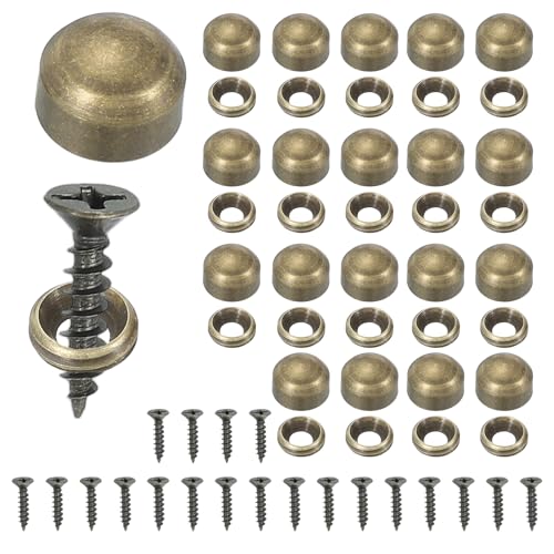 Brass Decorative Screws with Caps, Mirror Screw Self Tapping Screws Decorative Cover - Fitting for(Furniture Fixing- Wall Hangings - Wood Handcrafted) 9mm & 20 Pack & Bronze - color: Bronze, size: 9mm