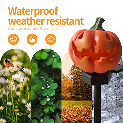 QH & Garden Pumpkin Solar Light -Garden Solar Powered Outdoor Decor | Balcony, Yard, Lawn, Pathway, Solar Powered, Halloween Decorations，LED Waterproof Pumpkin Light - style: Pumpkin