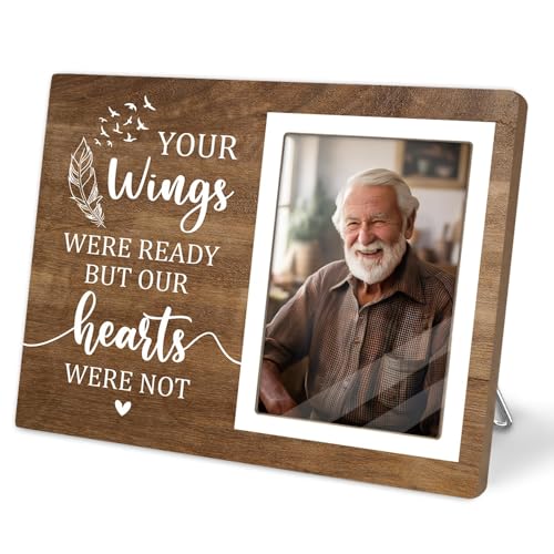 Memorial Photo Frame, Sympathy Gift for Loss Loved Ones, in My Heart, in Loving Memory Wooden Picture Frame, Passed Away Condolence Gifts for Memorial Death Loss of Loved (Brown-Hearts 4 x 6 Photo) - color: Brown-Hearts