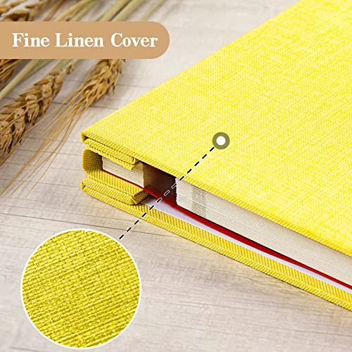 potricher Self Adhesive Photo Album 40 Pages, Linen cover, Yellow | Photo Album Self Adhesive 4x6 5x7 8x10 Pictures, Linen Cover DIY Scrapbook Albums for Family, Wedding, Baby, Anniversary - color: Yellow, size: 11x10.6 Inches 40 Pages