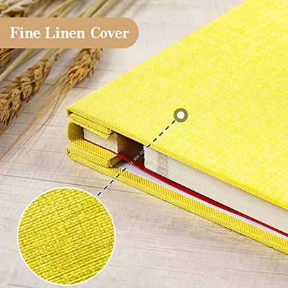 potricher Self Adhesive Photo Album 40 Pages, Linen cover, Yellow | Photo Album Self Adhesive 4x6 5x7 8x10 Pictures, Linen Cover DIY Scrapbook Albums for Family, Wedding, Baby, Anniversary - color: Yellow, size: 11x10.6 Inches 40 Pages