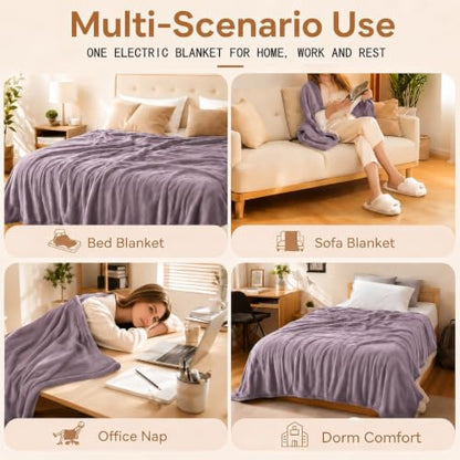 Electric Heated Blanket,Flannel and Sherpa,Twin 62x84in,Lavender,Gift - color: C-lavender, size: 62x84inches-Twin