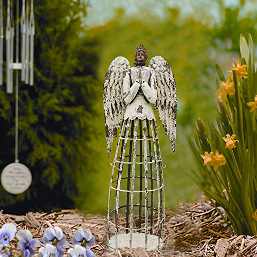 Garden Angel Statue Decor Rustic Metal Praying Angel Sculpture Yard Art | Outdoor Antique Accent Gift Holiday Porch Patio Home Decor - style: style 1