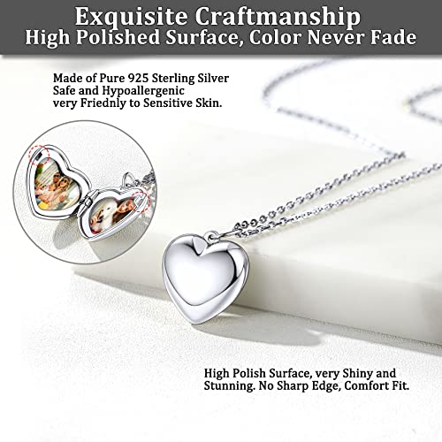 Bestyle Sterling Silver Heart Locket Necklace for Women, Dainty Cute Small Heart Locket Pendant in Gold/Rose Gold/Silver, Love Statement Jewelry Gift for Mother Wife - color: A0. Plain Bold Heart-Silver-Locket Only, NO Custom