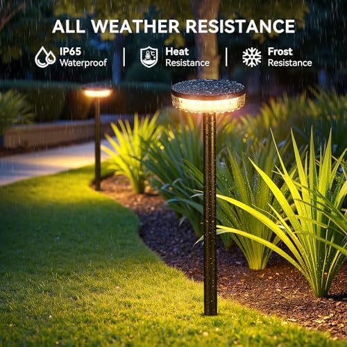 LETMY Solar Pathway Lights Outdoor, 2 Pack 2X Brighter Solar Lights Outdoor Waterproof, Taller Pathway Light with Larger Panel, Auto On/Off Up to 12Hrs Driveway Light for Yard Outside Patio Path Lawn - size: 2 Pack