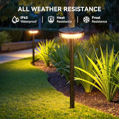 LETMY Solar Pathway Lights Outdoor, 2 Pack 2X Brighter Solar Lights Outdoor Waterproof, Taller Pathway Light with Larger Panel, Auto On/Off Up to 12Hrs Driveway Light for Yard Outside Patio Path Lawn - size: 2 Pack