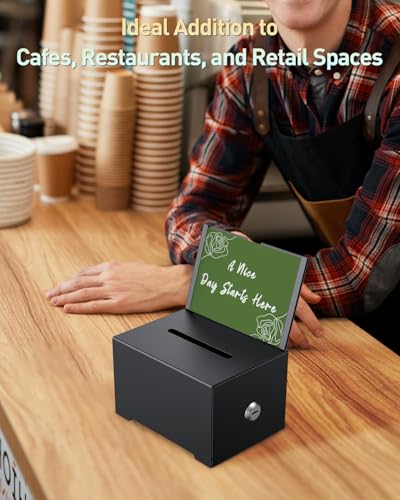 Uniclife 6.4"x 4.7" x 4" Black Metal Donation Box with Slot Lock - size: 1 Pack