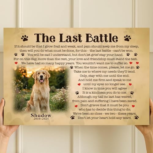 LOPHAW SHIPS NEXT DAY Personalized Dog Memorial Canvas Prints with Photo Name Date - Custom Pet Memorial Gifts for Dogs & Cats, Bereavement Remembrance Gifts, In Memory of Beloved Dog, Printed in USA