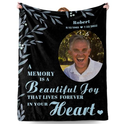 Custom Memorial Blanket with Photo, Loss of Sympathy Gifts for Loved One - color: Style-06