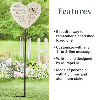 Let's Make Memories Personalized Memorial Wind Chime - Sympathy - Customized Condolences - Loss of Loved One - Celebrate Their Life - Outdoor Memorial - Windsong Sympathy Garden Wind Chime - style: Heart - Wind's Own Song