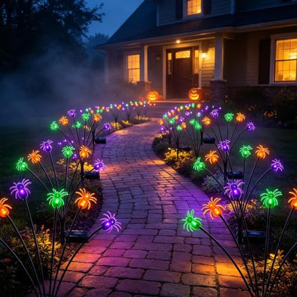 4Pack Spider Solar Halloween Decorations,Solar Firefly Swaying Lights - color: Spider Light