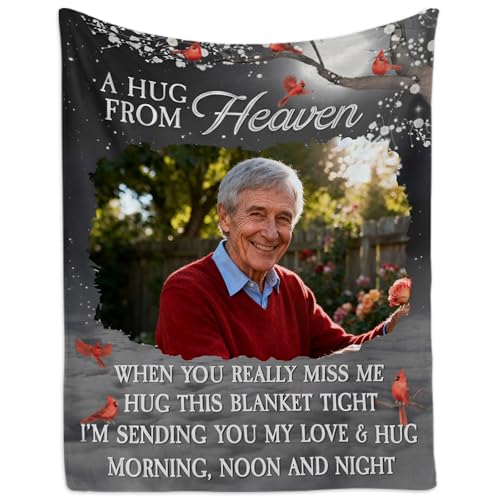 Custom Memorial Blanket with Photos for Loss of Loved One, Loving Memory Personalized Sympathy Blankets for Loss of Dad Mom Husband Wife Friend in Memory of Loved One Gifts, Print in USA - color: Memorial-1