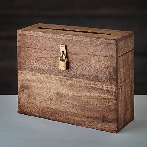 Wooden Wedding Card Box with Lock and Card Slot for Reception, Party W15 - color: Walnut