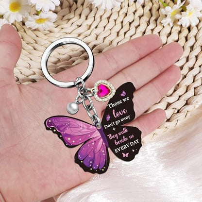 Sympathy Gifts for Women Butterfly Keychain, Memorial Remembrance Key Chain for Loss of Loved One, Bereavement Grief Gifts for Women, In Loving Memory Condolence Keepsake