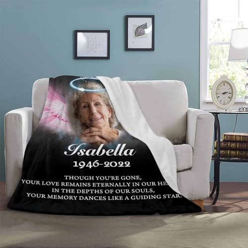 LOSARON Personalized Memorial Blanket with Photos & Name,A Letter from Heanven Sympathy Blanket,Loss of Dad Mom Husband Wife Friend - color: 1 Photo-1