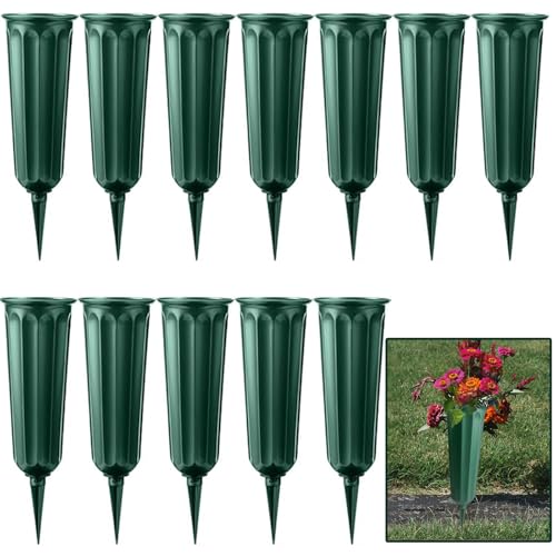 Cemetery Vases for Grave with Spikes Grave Flower Holder for Cemetery Grave Vases for Cemetery with Stake Cemetery Flower Holder for Loss of Loved One 12 Pack - size: 12