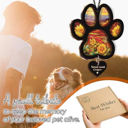 Personalized Dog Memorial Suncatcher, Paw Suncatcher Remembrance Gift, Engraved Pet Memorial Ornament, Pet Sympathy Keychain, Loss of Animal Sympathy Card, Rainbow Bridge Dog Loss Gift - color: 20. Custom #20