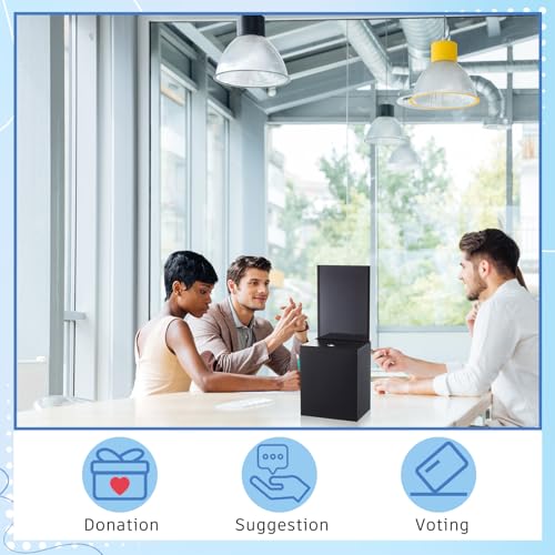Metal Donation Box for Fundraising,Basic,Black - color: Black, style: Basic