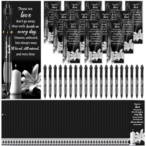 Sayglossy 60 Set Memorial Funeral Favor for Guest Thank You Set,Black - color: Black