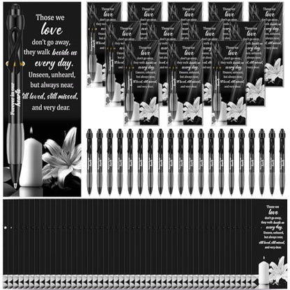 Sayglossy 60 Set Memorial Funeral Favor for Guest Thank You Set,Black - color: Black