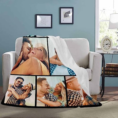 InterestPrint Custom Blanket with Photo Text 8 Photo Personalized Gift Customized Blanket for Granddaughter Grandson Mother Father Family Friend Christmas Birthday Wedding Valentine's Day - color: 8 Photo Collection-2