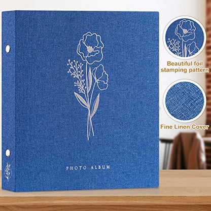 Lanpn Self Adhesive Photo Album Scrapbook 40 Pages, Linen Photos Albums DIY Sticky Magnetic Pages holds 4X6 7x5 A5 Picture for Family Wedding Birthday (Small-20 Sheets/40 Pages, Blue) - color: Blue, size: Sticky Page (Small,40 Pages)
