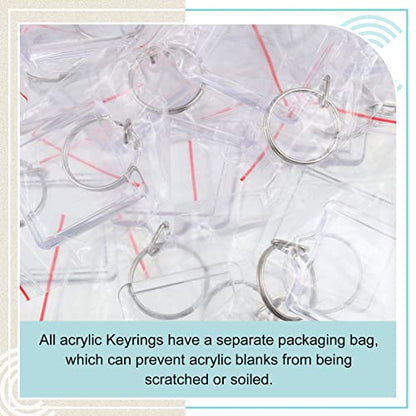 Yaomiao Acrylic Photo Keychain with Tassel Clear Blank Custom Keychain Frame Holder Insert Picture Keyring Making Kit - style: Square