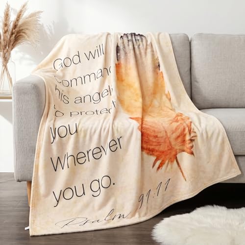 LeaMea Christian Gifts for Women,Christian Blanket with Feathers,Religious Gifts for Women,Birthday,Christmas,Inspirational Gift for Friend,Sister,Soft Throw Blankets 60'' x 80'' - size: 60'' x 80''