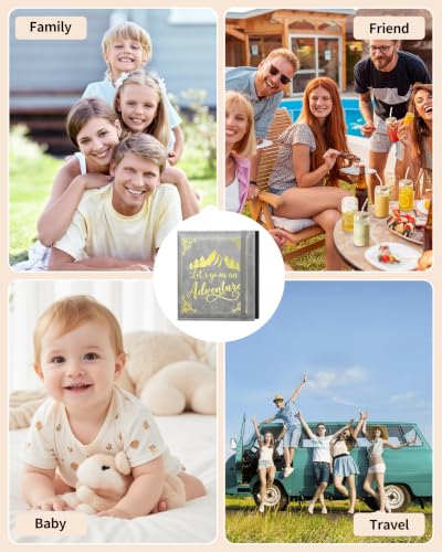 Leather Photo Album 4x6 200 Photos,Slip-in Photo Album Book with 50 Sheets, Travel Souvenir Diary Photo Book for Family Wedding Baby and Holiday Pictures - color: Grey
