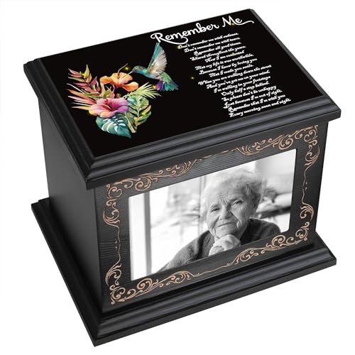 ADMLC Cremation Urns for Human Ashes Adult Up to 200 IBS with Photo Frame | 100% Wooden Handcrafted Memorial Keepsake Urn for Ashes,Funeral Burial Caskets Urn Suitable for Male Female Men Women Dad Mom