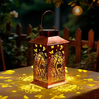 Homemory Gifts for Women, Mushroom Solar Lanterns Outdoor Waterproof | Solar Decoration with Led Glow and Waterproof Metal Design, Ideal for Garden, Yard, Patio, Porch, Birthday Gifts - style: Mushroom Square