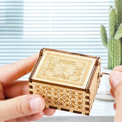 to Daughter Wood/Wooden Music Box Hand Crank Engraved Musical Box- Mechanism Antique Vintage Personalizable Gifts for Christmas/Birthday/Wedding - style: I.Daughter 2