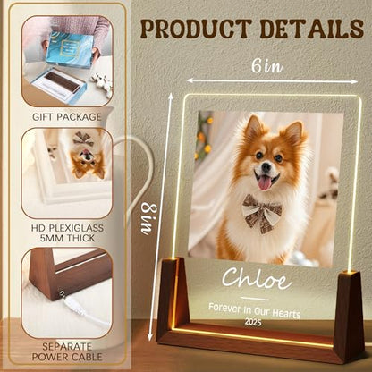 Personalized Dog Memorial Gifts, Custom Acrylic Light Up Picture Frame | Custom Pet Loss Gifts Cat Pet Memorial Gifts with Pictures for Pet Lover, Loss of Dog Sympathy Gifts - color: style-7