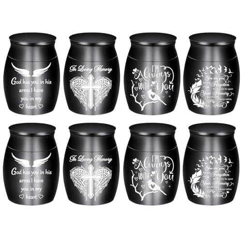 Color Small Urns for Ashes - Set of 8，Aluminium Mini Urns, Cremation Urns for Human/Pet Ashes, Ashes Holder, Small Keepsake urns-Memorial Urn (8Pcs-Black) - color: 8pcs-black