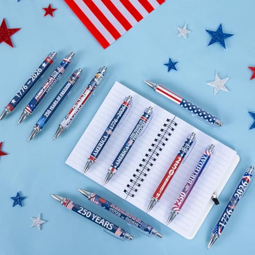 12PCS 250th Anniversary American Flag Patriotic Ballpoint Pens - color: 250th Anniversary