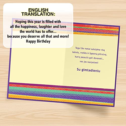 Designer Greetings Lithuanian Language Happy Birthday Cards 6 Pack | Boxed Card Set, Matching Envelopes - style: 6 PK Lithuanian Birthday - Šakotis