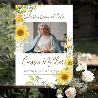 Personalized Funeral Welcome Sign, Celebration Of Life Sign, In Loving Memory Sign, Funeral Welcome Banner, Memorial Sign, Editable Funeral Welcome Sign, Funeral Welcome Sign With Stand #14 - color: Design 14