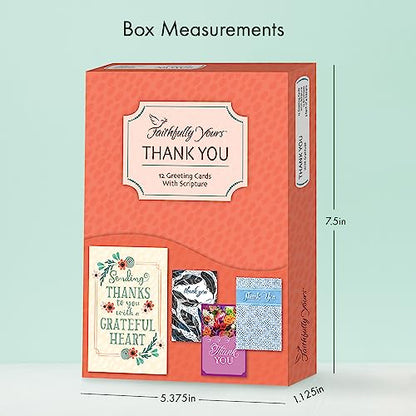 Faithfully Yours Designer Greetings Inspirational Thank You Boxed Card | Biblical Scripture Verse, Faith Based Sentiment, Boxed Card Set, Matching Envelopes