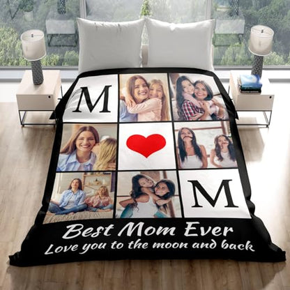 Printwoo Custom Photo Blanket Personalized Picture Blankets Birthday Gifts for Mom from Daughter Son Customized Gifts for Mom Grandma Wife - color: 1006 Photo-2