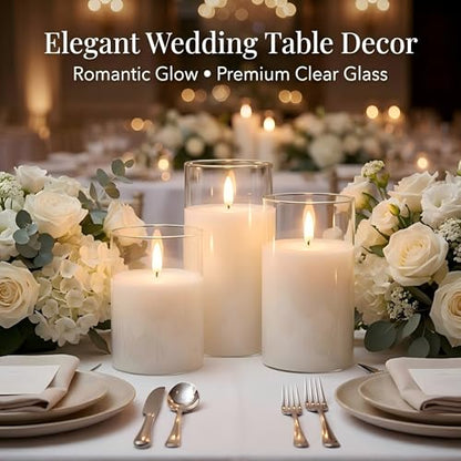 ANGELLOONG Flickering Flameless Candles with Remote, Clear White Glass - color: Clear Glass