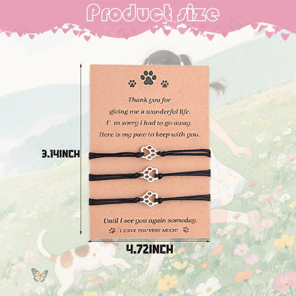 Dog Paw Bracelet Bereavement Gifts for Men Women Pet Memorial Bracelets for Loss of Cat Remembrance Gift Friendship Bracelets for 2 Friends Women Dog Sympathy Gift Cat Pet Lover Bracelet