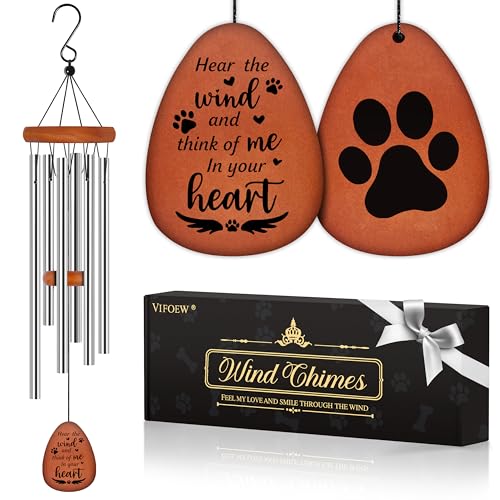 Dog Memorial Gifts for Loss of Dog, 28" Pet Memorial Gift Wind Chime Silver - color: Silver