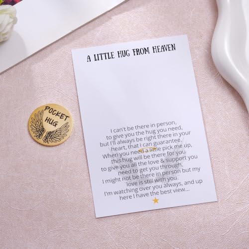 Aesnefe Pocket Hug from Heaven, Memorial Gifts for Loss of Mom Dad Son Daughter Husband Wife Grandpa Grandma Brother Sister, Sympathy Condolence Gifts, Bereavement Remembrance Gift - color: Gold