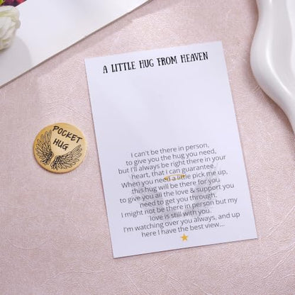 Aesnefe Pocket Hug from Heaven, Memorial Gifts for Loss of Mom Dad Son Daughter Husband Wife Grandpa Grandma Brother Sister, Sympathy Condolence Gifts, Bereavement Remembrance Gift - color: Gold