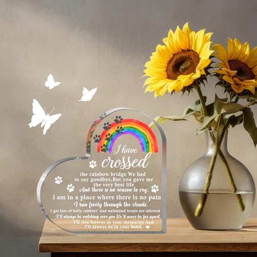 Pet Memorial Gifts, Sympathy Gifts for Loss of Dog Cat, Pet Sympathy Gifts, Pet Memorial Acrylic Rainbow Bridge Decorations, Bereavement Gifts for Loss Pet, Condolences Gifts for Pet Loss Remembrance - style: 002