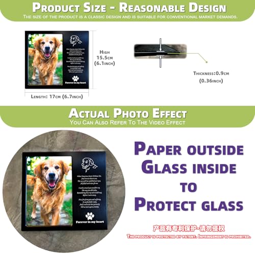 Dog Memorial Picture Frame 4x6, Dog Memorial Gift for loss of Dog (1B) | Angel Rainbow Bridge Prayer Card Included, Premium Aluminum Alloy Material, Packaged in an Elegant Plastic Gift Box - color: Black - Kind Face