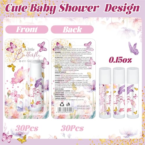 30 Pack Butterfly Baby Shower Games Prizes Party Gifts Bulk Lip Balms Favors for Winners Adults Guests Gender Reveal Favors Decorations Purple Baby Shower Souvenirs Gift Bags Stuffers - style: Butterfly