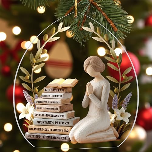 God Says I Am Christian Ornament, Faith Gifts for Women, Car Window Decor | Christmas Decorations, Bible Verse Rearview Mirror Hanging Ornament, Christian Ornaments, God Gifts for Women and Mom - color: G Says - Vom La Quy Chap Tay