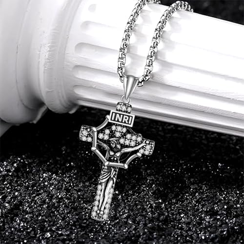 925 Sterling Silver Patron Saint Necklace Amulet Miraculous Medal Pendant Jewelry for Men Women with Friendship Talisman Travel Inspirational Gifts - color: black-F